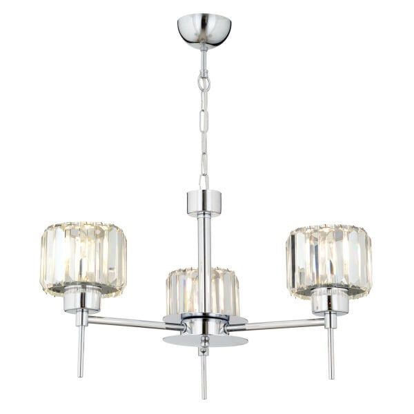 Sadem 3 Lü Krom Kaplama Kristalli Taşlı Modern Tasarım Salon-Yatak Odası-Oturma Odası Kristal Avize