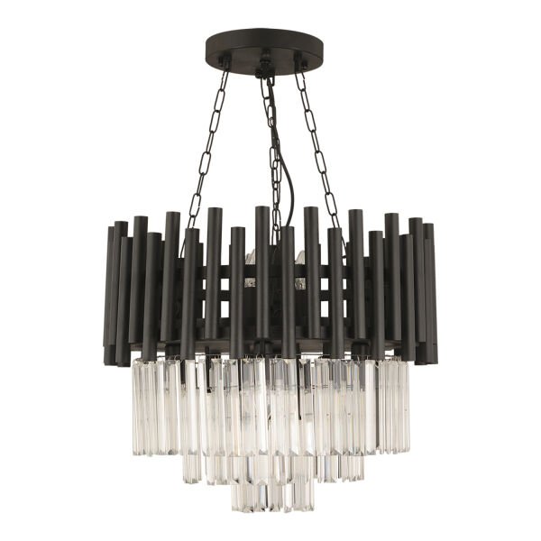 Alfa Siyah Kristalli, Taşlı Modern Tasarım Kristal Salon Avize