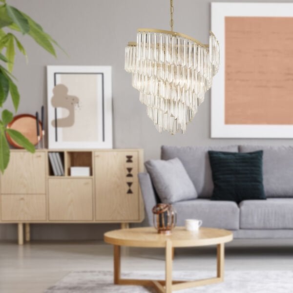 Arizona Eskitme  Kristalli, Taşlı Modern Tasarım Kristal Salon Avize