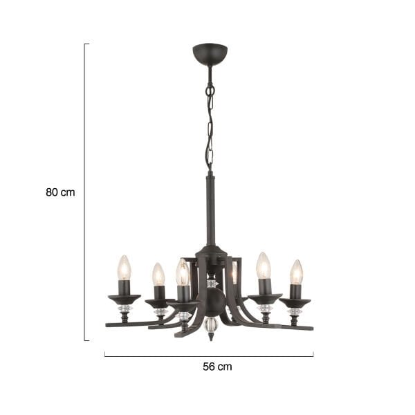 Erza 6Lı Siyah Modern Sarkıt Yatak odası Retro Salon Avize