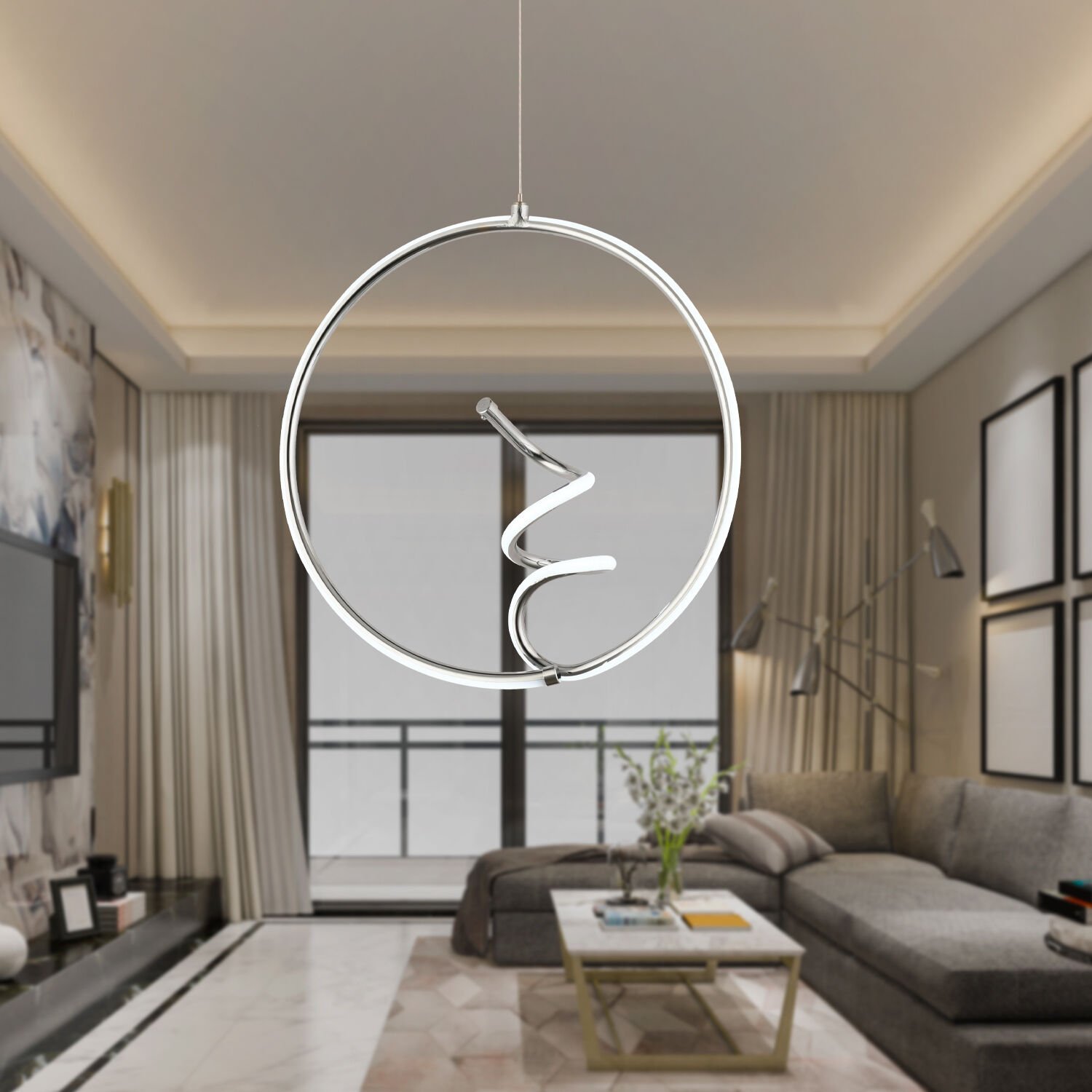 Framo Beyaz Sarkıt 56 Watt Sarkıt 3 Renkli Ledli Modern Mutfak Banyo Led Salon Sarkıt Avize