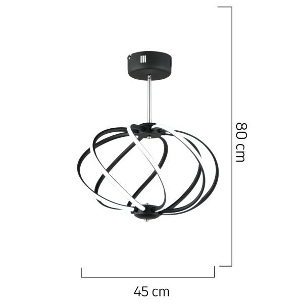 Gestel Siyah Sarkıt 88 Watt Sarkıt Ledli Modern Mutfak Banyo Led Salon Sarkıt Avize