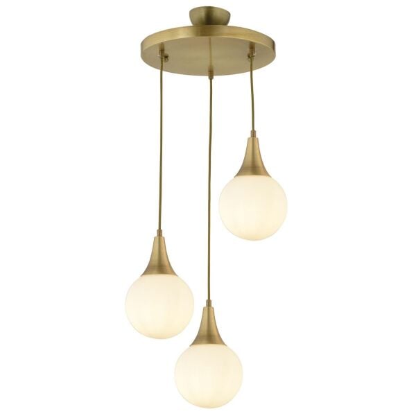 Damla 3 Lü Yuvarlak Eskitme -Led Ampul  Dahil Modern Koridor Mutfak Salon Sarkıt Avize