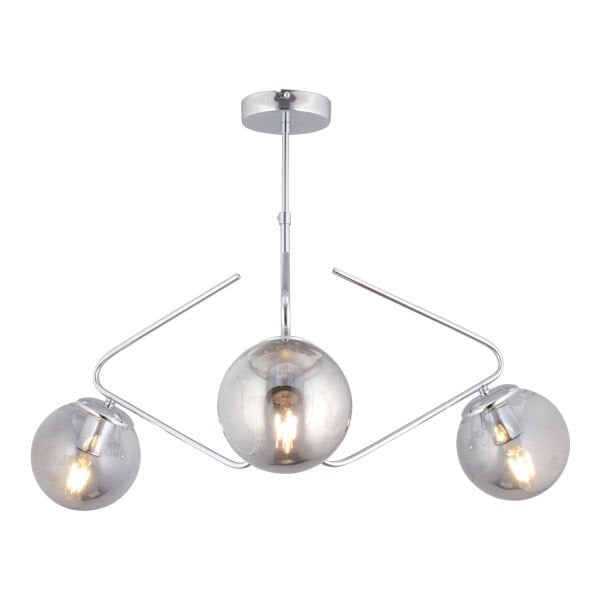 Mildred 3'lü Krom Füme Camlı Modern Sarkıt Genç Odası Mutfak Yatak Odası Salon Sarkıt Avize