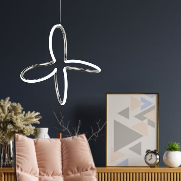 Lucetta Krom Sarkıt 48 Watt Sarkıt 3 Renkli Ledli Modern Mutfak Banyo Led Salon Sarkıt Avize