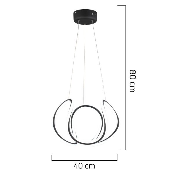 Pietra Siyah Sarkıt 56 Watt Sarkıt 3 Renkli Ledli Modern Mutfak Banyo Led Salon Sarkıt Avize