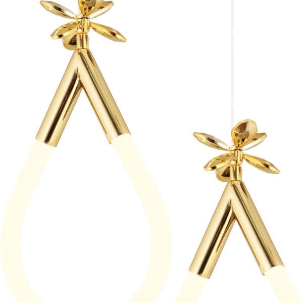 Vojens 3'lü Sıralı 39 Watt Gold Ledli Kelebek Detaylı Modern Koridor, Yatak Odası Salon Sarkıt Led Avize