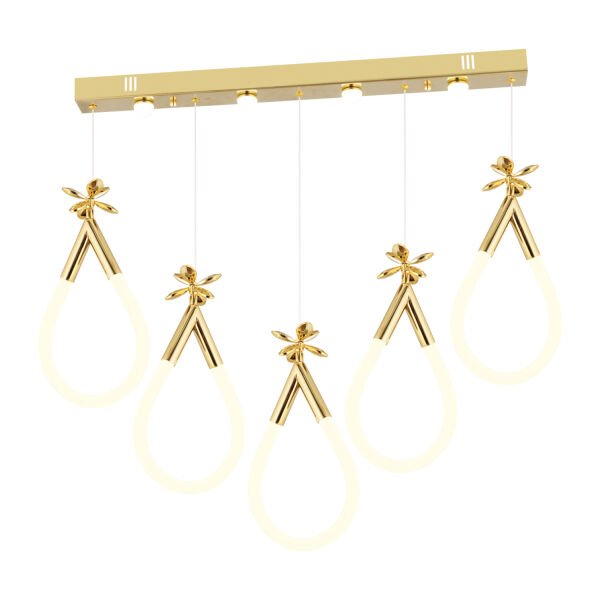 Vojens 5'li Sıralı 67 Watt Gold Ledli Kelebek Detaylı Modern Koridor, Yatak Odası Salon Sarkıt Led Avize