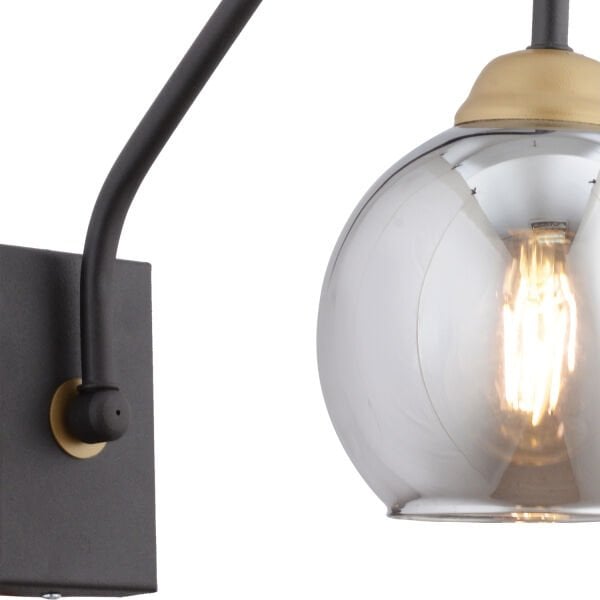 Ulrika Tekli Siyah Eskitme Füme Camlı Modern ,Yatak Başı,Yatak Odası Salon Aplik