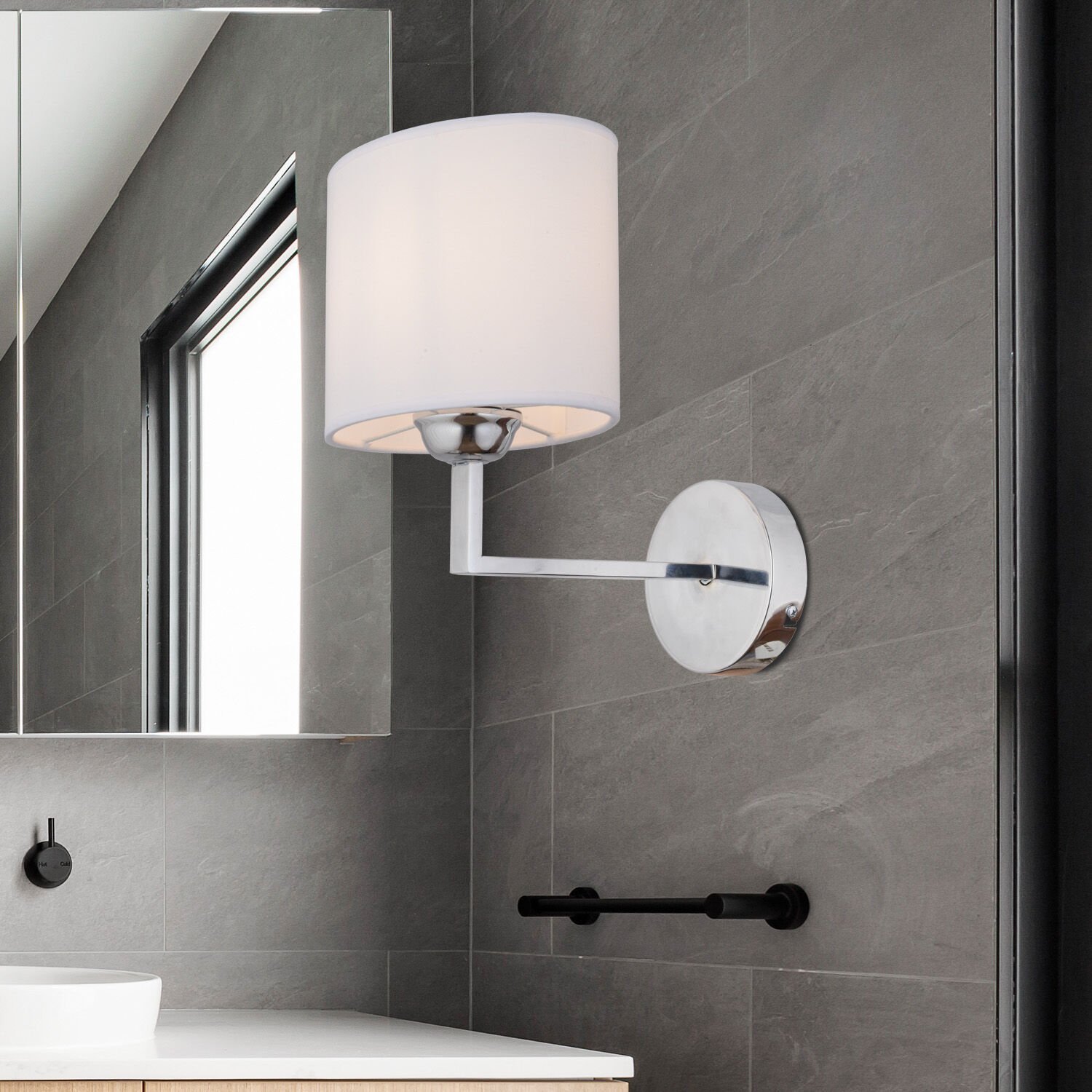 Zadie Tekli Beyaz Şapkalı Krom Duvar Lambası Yatak Odası-yatak Başı-banyo Için Modern Aplik