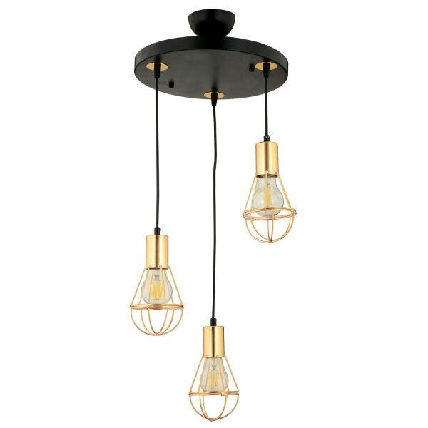 Ciri 3 Lü Yuvarlak Gold Kaplama Tel Sarkıt Modern Genç Odası Mutfak Oturma Odası Salon Sarkıt Avize