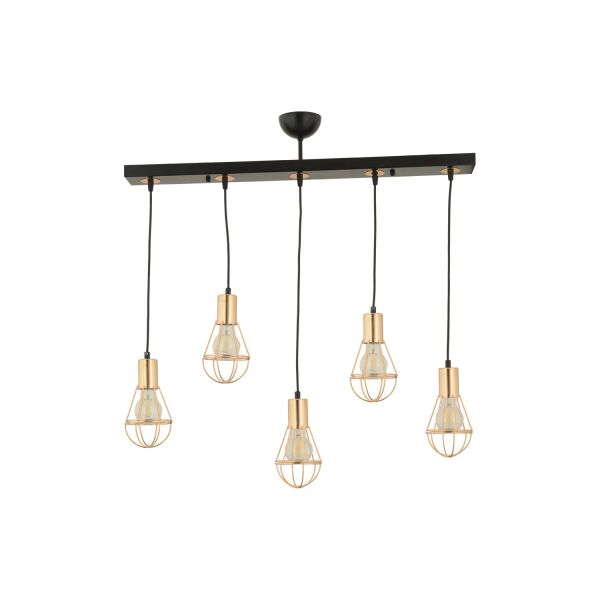 Ciri 5 Li Sıralı Gold Kaplama Tel Sarkıt Modern Genç Odası Mutfak Oturma Odası Salon Sarkıt Avize