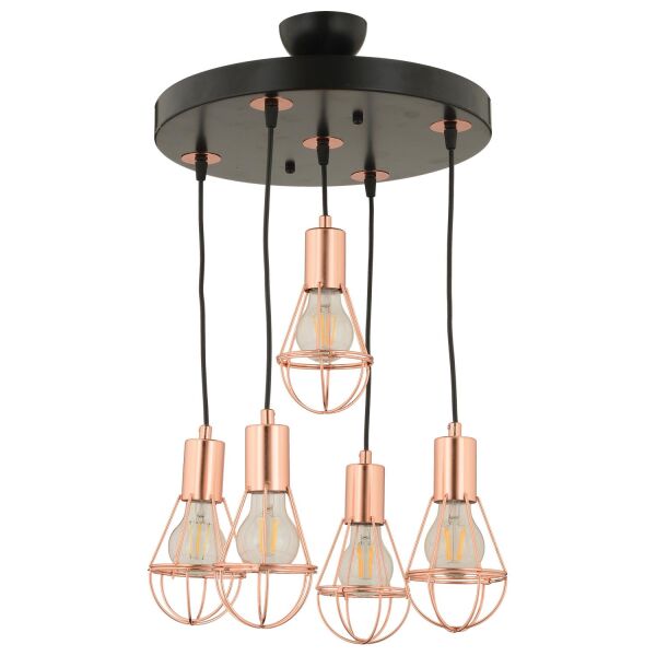 Ciri 5 Li Yuvarlak Bakır Kaplama Tel Modern Genç Odası Mutfak Oturma Odası Salon Sarkıt Avize