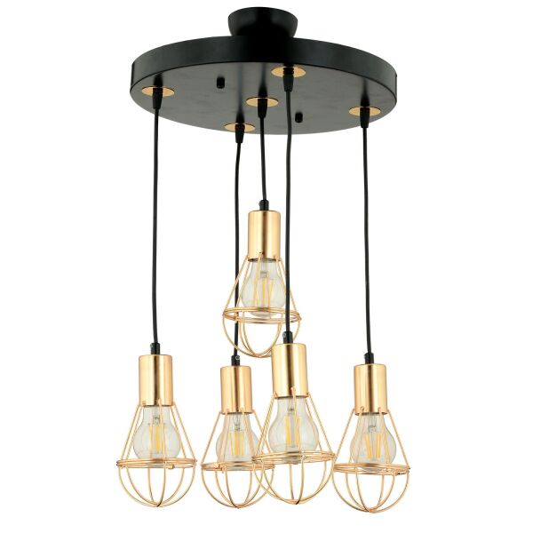 Ciri 5 Li Yuvarlak Bakır Kaplama Tel Modern Genç Odası Mutfak Oturma Odası Salon Sarkıt Avize