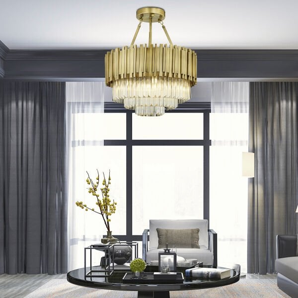 Freze 60Lık Eskitme  Kristalli, Taşlı Modern Tasarım Kristal Salon Avize