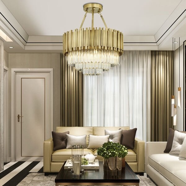 Freze 60Lık Eskitme  Kristalli, Taşlı Modern Tasarım Kristal Salon Avize