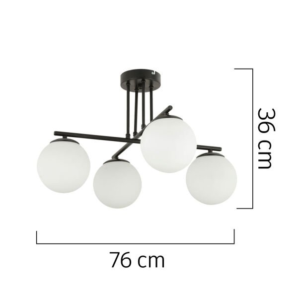 Mali 4 Lü Siyah Avize Beyaz Camlı Modern Genç Odası Mutfak Yatak Odası Retro Salon Avize