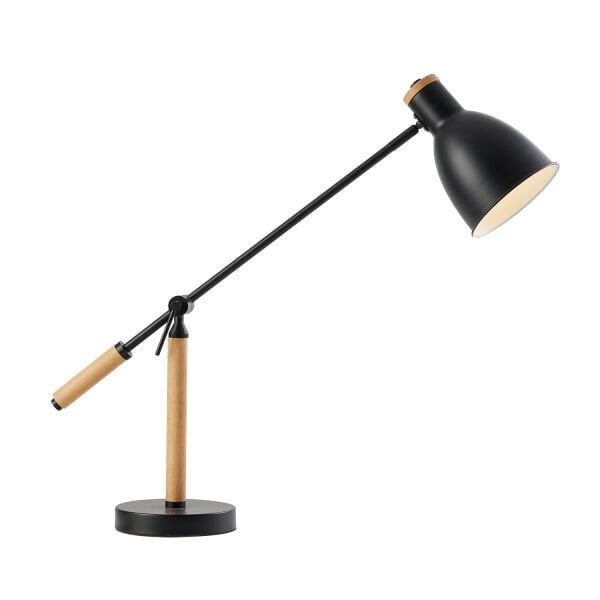 Marmo Ahşap Detaylı Siyah Ders Çalışma Masası Lambası