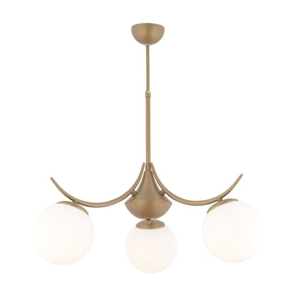 Germaine 3'lü Yuvarlak Eskitme Beyaz Camlı Modern Oturma Odası Salon Avize