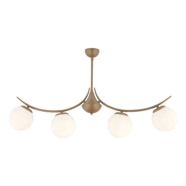 Germaine 4'lü Sıralı Eskitme Beyaz Camlı Modern Oturma Odası Salon Avize