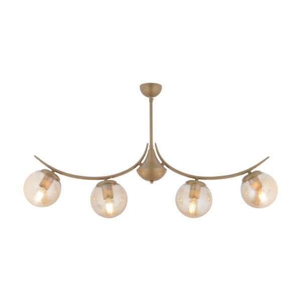 Germaine 4'lü Sıralı Eskitme Bal Camlı Modern Oturma Odası Salon Avize