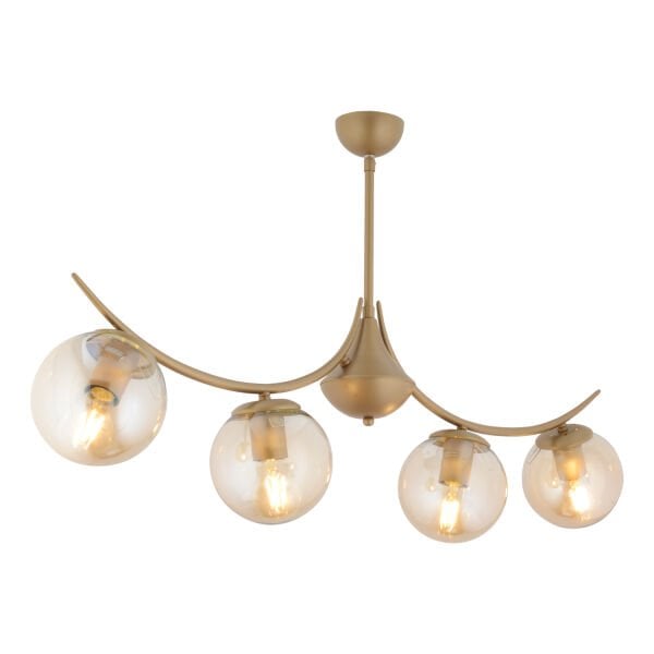 Germaine 4'lü Sıralı Eskitme Bal Camlı Modern Oturma Odası Salon Avize