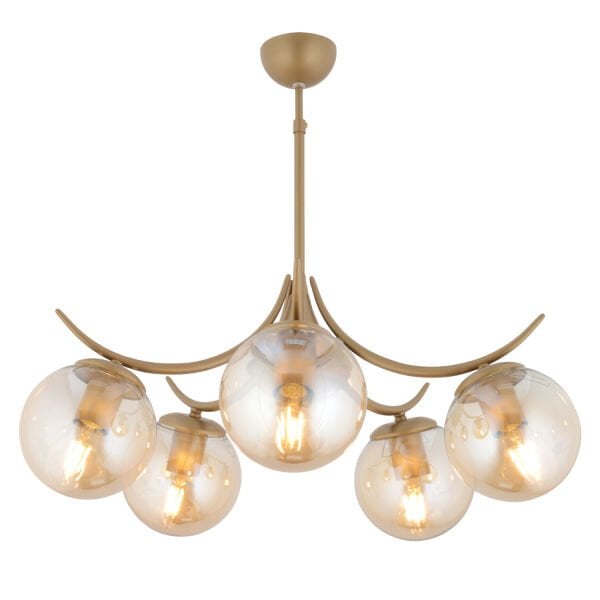 Germaine 5'li Yuvarlak Eskitme Bal Camlı Modern Oturma Odası Salon Avize