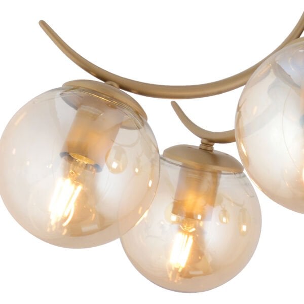 Germaine 5'li Yuvarlak Eskitme Bal Camlı Modern Oturma Odası Salon Avize