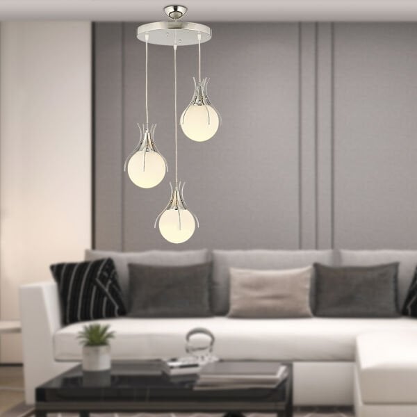 Terra 3Lü Yuvarlak Krom Modern Sarkıt Genç Odası Mutfak Yatak odası Salon Sarkıt Avize