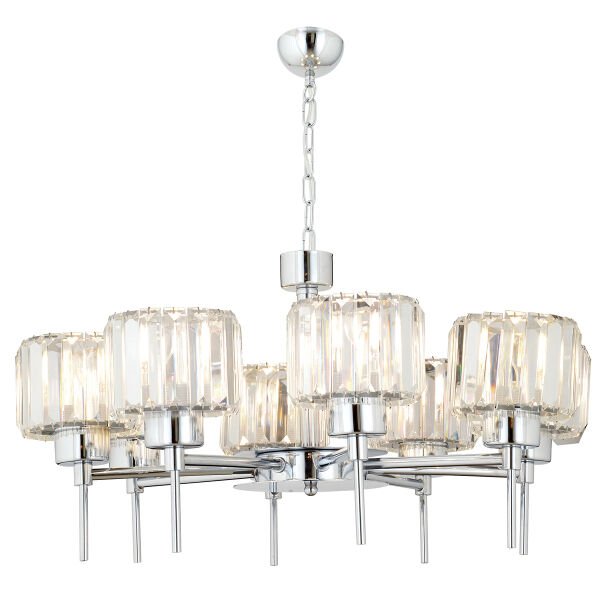 Sadem 8'Li Krom Kristalli Taşlı Modern Tasarım Salon-Yatak Odası Kristal Salon Avize