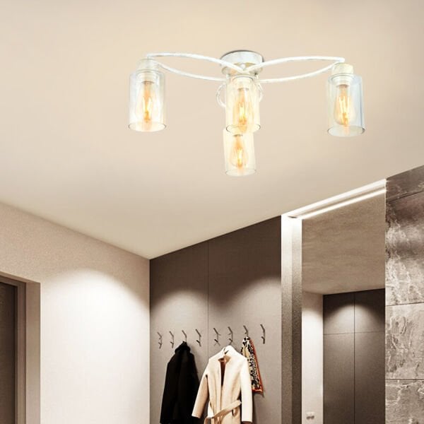 Erkin 4 Lü Bal Camlı Beyaz Modern Genç Odası Mutfak Salon Avize