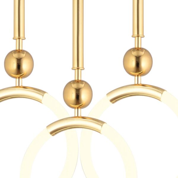 Struer 3'lü Yuvarlak Gold Ledli 69 Watt Modern Koridor, Yatak Odası Salon Sarkıt Led Avize