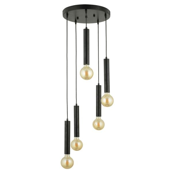 Elisa 5Li Yuvarlak Siyah Modern Genç Odası Mutfak Salon Sarkıt Avize