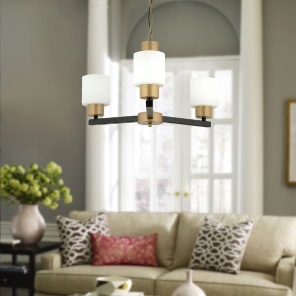 Jade 3 Lü Avize Eskitme Siyah Boyalı Beyaz Camlı Modern Genç Odası Yatak Odası Retro Salon Avize