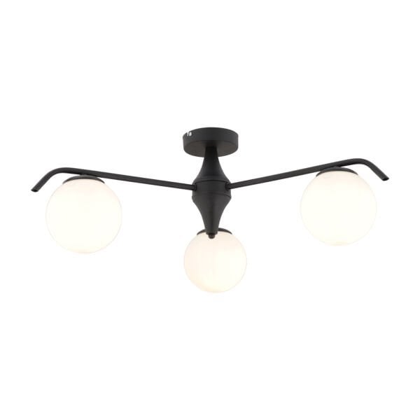 Diaspor 3'lü Yuvarlak Siyah Beyaz Camlı Modern Plafonyer Genç Odası Yatak Odası Retro Salon Avize