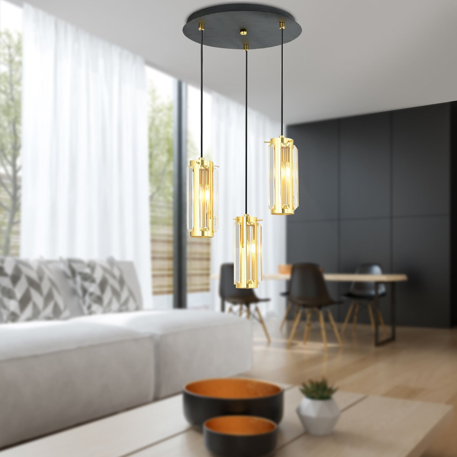 Natali 3Lü Sarkıt Eskitme Modern Genç Odası Mutfak Salon Sarkıt Avize