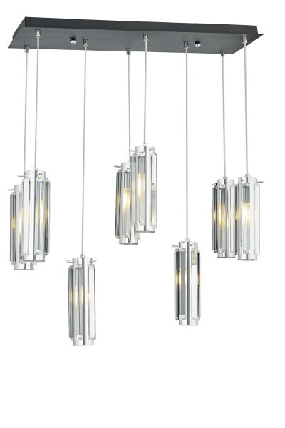 NATALİ 8Lİ SIRALI KROM SARKIT SALON- YEMEK MASASI AVİZE