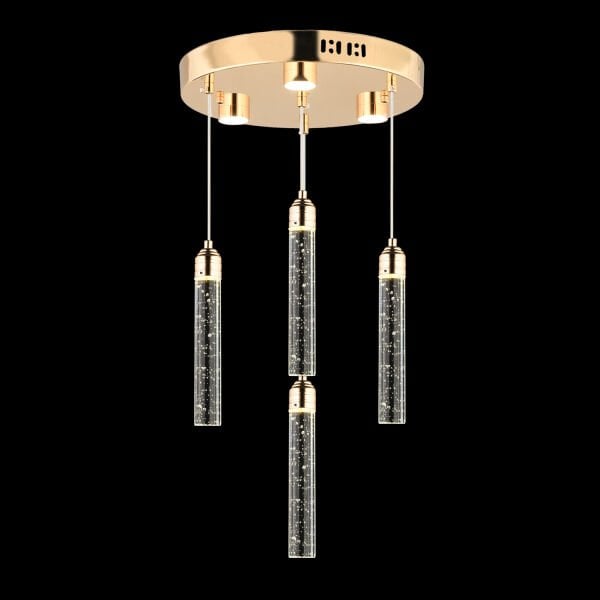 Zaki 4 lü Gold Kaplama 3 Renkli 58 Watt Ledli Modern Tasarım Oturma Odası,Genç Odası,Yatak Odası,Salon Sarkıt Led Avize