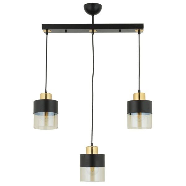 Boris 3Lü Sıralı Siyah Gold Sarkıt Modern Genç Odası Mutfak Retro Salon Avize
