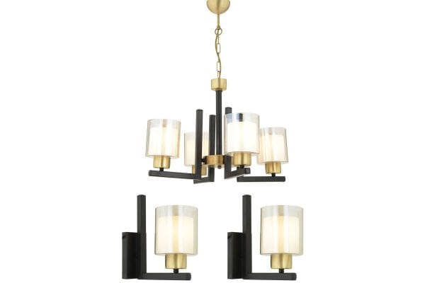 Tisse 4 Lü Siyah-Eskitme Modern Tasarım Yatak Odası Salon Avize-Aplik Seti 3 Parça