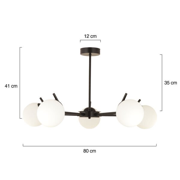 Sara 5Li Siyah Beyaz Camlı Modern Genç Odası Yemek Masası Üstü Retro Salon Avize