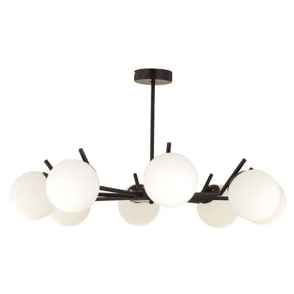 Sara 8Li Siyah Beyaz Camlı Modern Genç Odası Yemek Masası Üstü Retro Salon Avize