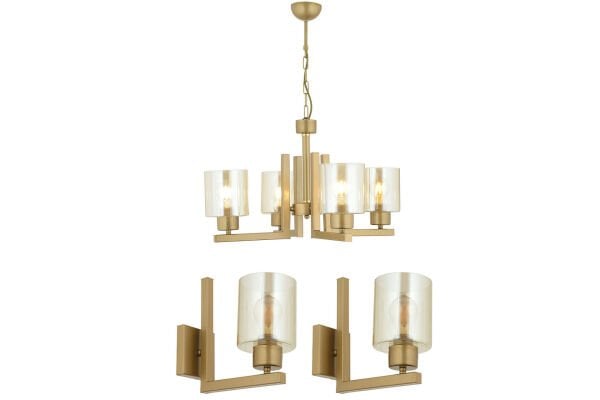 Tasse 4 Lü Komple Eskitme Boyalı Avize Bal Camlı Salon Avize 3 Parça Avize Seti