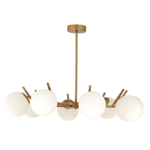 Sara 8Li Eskitme Boyalı Beyaz Camlı Modern Genç Odası Yemek Masası Üstü Salon Avize