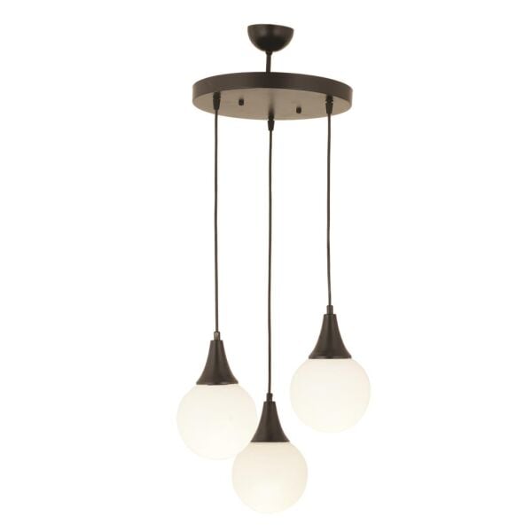 Damla 3Lü Yuvarlak Siyah Beyaz Camlı Sarkıt Modern Genç Odası MutfakSalon Avize