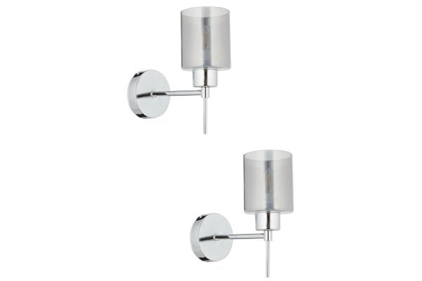 Cemre Tekli Krom 2'li Aplik Seti Yatak Odası-Yatak Başı Duvar Lambası