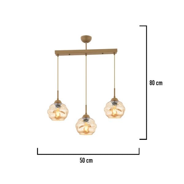 Darko 3Lü Sıralı Eskitme Modern Sarkıt Oturma Odası Salon Sarkıt Avize