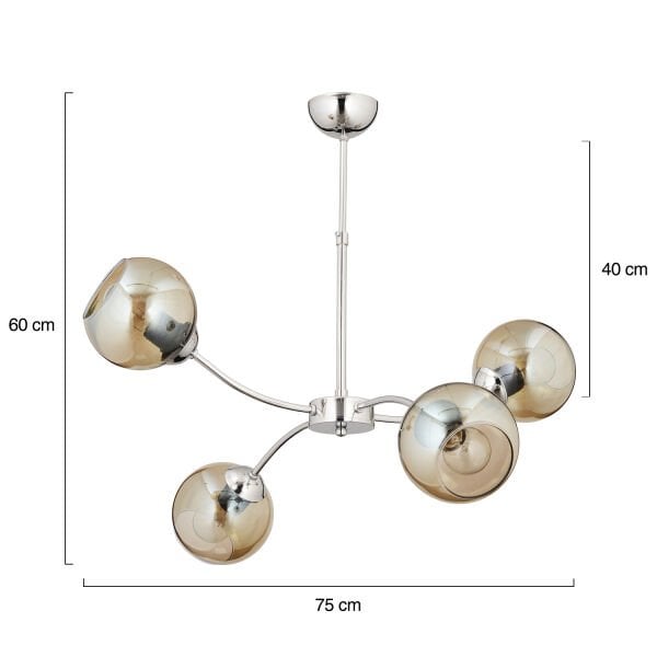 Ecvet 4Lü Krom Modern Oturma Odası Yatak odası Salon Avize