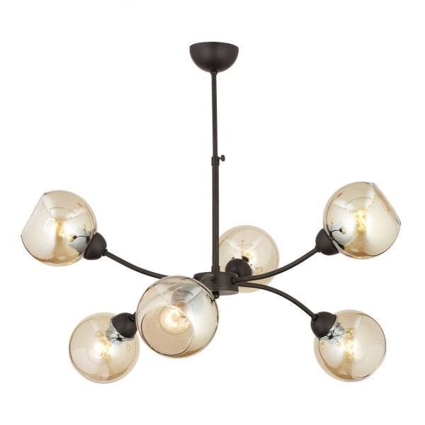 Ecvet 6Lı Siyah Modern Oturma Odası Yatak odası Retro Salon Avize