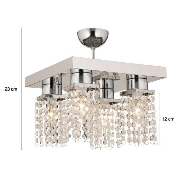 Peter 4Lü Krom  Kristalli, Taşlı Modern Tasarım Kristal Salon Avize